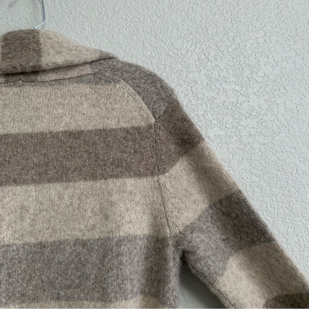 Jenni Kayne Belted Sweater Coat Cardigan Womens XS Wool Long Striped Pockets - Picture 12 of 16